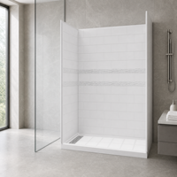 Panneau mural de douche SMC à installation rapide, kit de receveur de douche étanche, panneaux de revêtement de douche pour salle de bain, gain de temps pour projets hôteliers