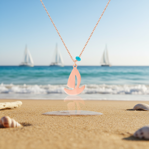 Collier pendentif élégant en argent sterling 925 avec design de voilier Azuris, fabriqué en Turquie - Product Image 3
