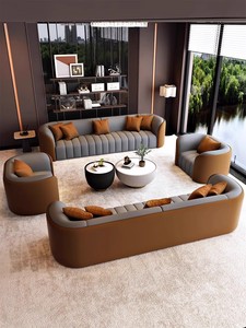 Set di Divano Componibile in Tessuto Moderno di Lusso <span class=keywords><strong>e</strong></span> Tavolino da Caffè per Reception Aziendale, Hall di Hotel, Riunioni <span class=keywords><strong>e</strong></span> Trattative in Ufficio - Product Image 4