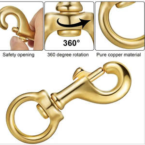 Mousqueton pivotant en laiton massif poli avec logo personnalisé pour laisse de chien et accessoires de sac - Quincaillerie métallique de haute qualité, plusieurs tailles - Product Image 3