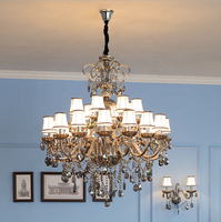 JYLIGHTING Lustres en cristal en bois de rose pour hôtels et villas, projet d'ingénierie sur mesure, luminaire suspendu au plafond