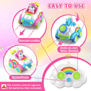 2.4G Có Thể Sạc Lại Phim Hoạt Hình RC Xe Ô Tô Cho Trẻ Mới Biết Đi Với Lights & Âm Nhạc Unicorn Điều Khiển Từ Xa Xe Đồ Chơi - Product Image 4