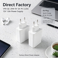 Pengiriman Cepat V90 QC 20W 5V 3A 9V 2.25A 12V 1.8A Colokan EU Power Supply untuk Ponsel, Kamera, Speaker, dan Pengisi Daya Tablet