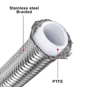 สายท่อ PTFE แบบถัก AN3 R14 SAE100ลวดสเตนเลสสตีลแรงดันสูง316L ลูกฟูกยืดหยุ่นสำหรับระบบไฮดรอลิก - Product Image 4