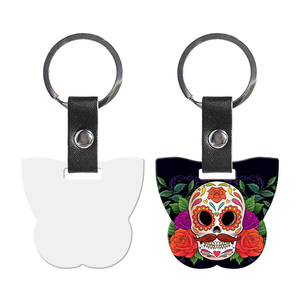 Cá nhân thăng hoa trống PU da Keychain kim loại + PU Da thép không gỉ Keyring Double-side có thể in - Product Image 1