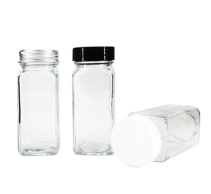 4oz Square Glass Spice Storage Container Seasoning Bottles Spice Glass Jar with Shaker