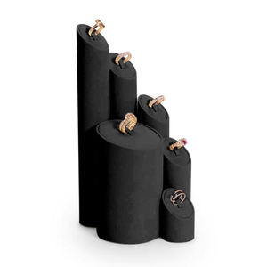 Showcase Jewelry Ring Bracelet <b>Earring</b> Necklace Black Microfiber Display Set Metal Jewelry Display Stand - Product Image 2