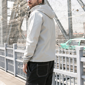 Veste coupe-vent personnalisée avec logo imprimé, 100% polyester, poche sur le ventre, demi-zip, veste pour homme - Product Image 4