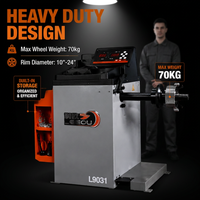 Équipement d'atelier 3D tout-en-un pour l'alignement des roues, équilibreuse de pneus, élévateur, capacité 70 kg, vitesse 200 tr/min, LEO L9031, 0,25 kW, 100/230 V, monophasé, deux