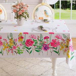 Tovaglia per interni primavera/estate a prova di spillamento floreale, tovaglia per fiori antirughe per tavoli rettangolari, Picnic o feste - Product Image 5