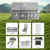 Ensemble de cuisine de camping moderne pour barbecue extérieur avec armoires en acier thermolaqué, évier d'îlot et garantie d'un an