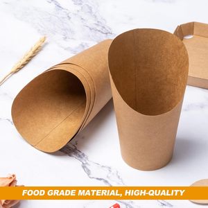 Conos y Cajas Desechables de Papel Kraft para Papas Fritas con Relieve, Recubrimiento UV, Forma Triangular, Logotipo Personalizado para Comida, Venta al por Mayor - Product Image 3