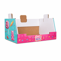 Présentoir en carton personnalisé avec logo imprimé pour les collations emballées, les aliments pour le petit-déjeuner, les produits d'épicerie, la merchandising en supermarché