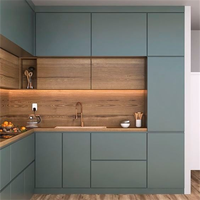 CBMMart Ensemble d'armoires de cuisine haut de gamme en bois massif et métal Meuble modulaire moderne en PVC brillant aux couleurs personnalisées