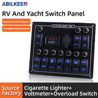 ABILKEEN Panneau de commande 12 interrupteurs pour camping-car et yacht, étanche, 10 interrupteurs à bascule + 1 allume-cigare + 1 panneau de modification avec compteur numérique