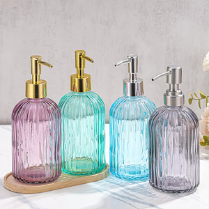 Bouteilles distributrices en verre vides de 420 ml pour lavage des mains, style vintage, bouteilles de shampoing en verre, distributeur de savon en gros avec <span class=keywords><strong>pompe</strong></span> - Product Image 2