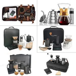 Dalam stok populer Set hadiah pembuat kopi seduh semua dalam 1 alat Aksesori Kopi Server tas perjalanan Set kopi