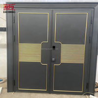 Porte double vitrée en aluminium insonorisée à ouverture latérale, finition moderne, coupe-vent et étanche, pour murs extérieurs d'hôtel