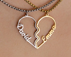 Collar con Nombre <span class=keywords><strong>de</strong></span> Pareja, Collar con Placa <span class=keywords><strong>de</strong></span> Nombre Personalizada para Novio y Novia, Regalo Personalizado - Product Image 2