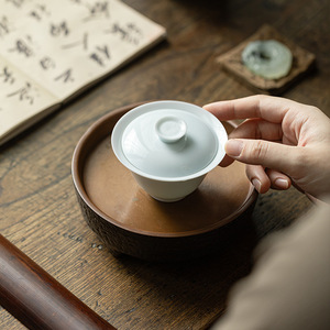 Guanlan Yingqing Gaiwan Porcelain <b>Tea</b> Bowl With Lid Round Kung Fu <b>Tea</b> <b>Set</b> Household Serving Bowl Afternoon <b>Tea</b> - Product Image 5
