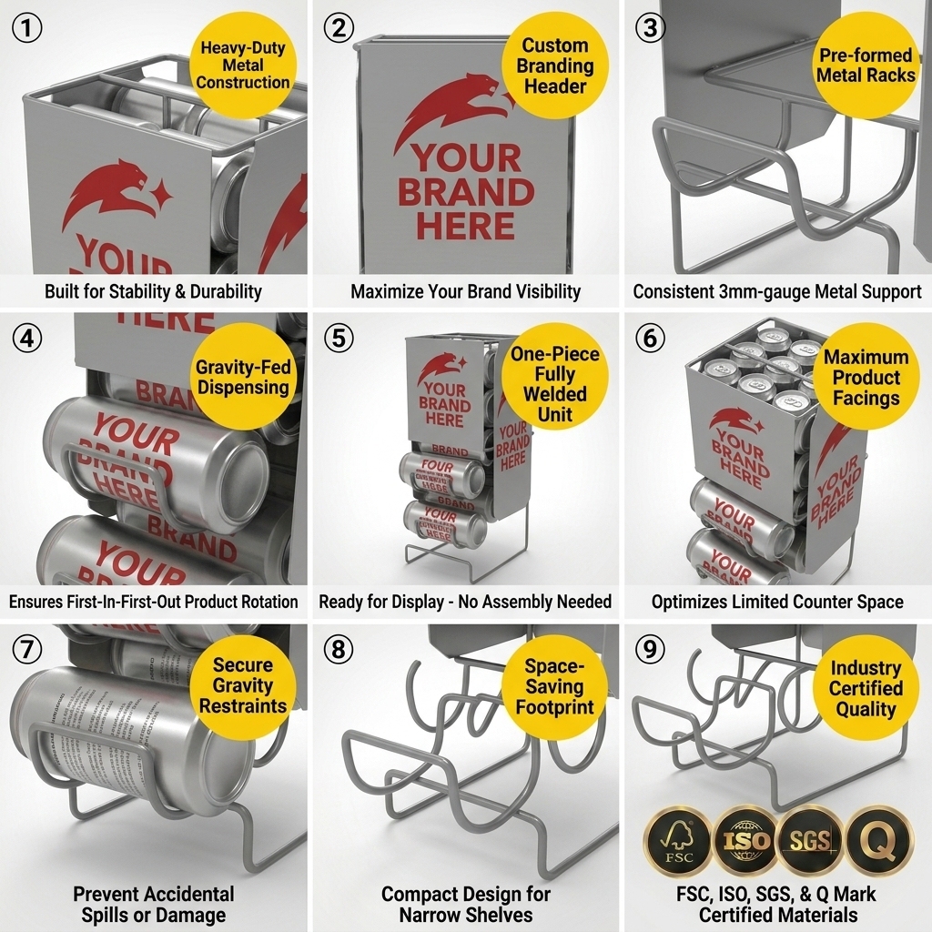 Metal Countertop Displays Racks for Beverage Wine Beer Soda Drinks Retail Supermarkets Racks for Bottle &Beverage Showcase — view 5