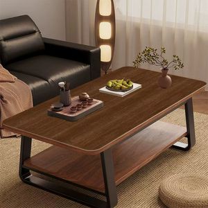 Mini sofá cuadrado de madera moderno, mesa auxiliar, rectángulo duradero, sala de estar Simple, mesa de centro de té para casa pequeña, casa de alquiler fácil - Product Image 5