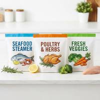 Bolsa de Cocción al Vapor para Microondas con Impresión Personalizada, Libre de BPA, Apta para Alimentos, Resistente al Calor, con Cierre Hermético, para Vegetales y Pollo