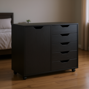 Db Halifax - Mueble de almacenamiento con 5 cajones, 80x68x38 cm, moderno y amplio, con ruedas, para organización del hogar, uso en el dormitorio - Product Image 2