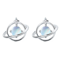 Belle mode rêve planète pierre de lune pendentif collier boucles d'oreilles ensemble femmes quotidien accessoires à la mode cadeaux de fête en gros