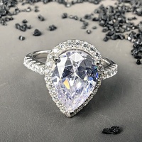 Bague de fiançailles romantique en moissanite en forme de larme, véritable argent sterling 925 avec placage rhodium, cadeau d'anniversaire pour femme