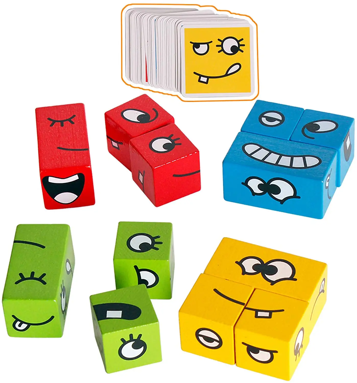 جديد خشبية emijo مطابقة كتلة الألغاز بناء مكعبات تغيير الوجه السحرية لعبة مكعب Borad ألعاب الألعاب التعليمية