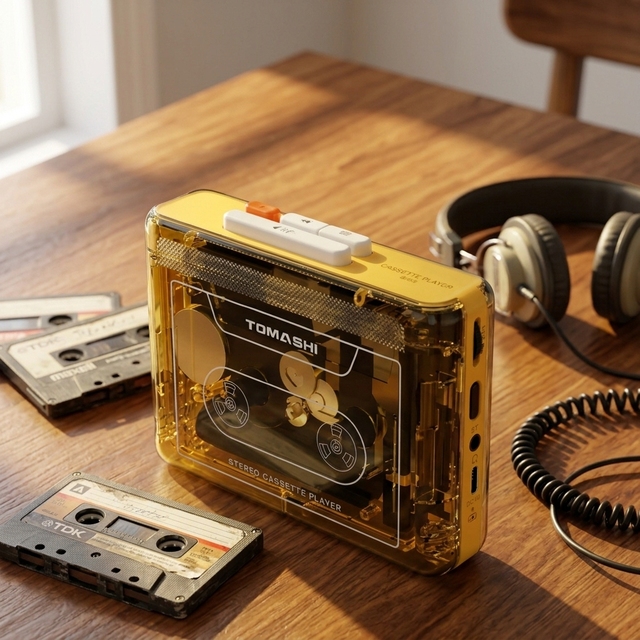 Portable Transparent Stereo Audio Walkman Cassette Player Recorder Retro BT Cassette Player Built-in Rechargeable Battery