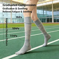 Chaussettes de compression respirantes à pression dégradée en maille, hauteur genou, avec soutien du mollet et talon en Y, personnalisables