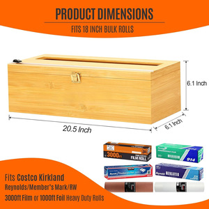 Bamboo Food Preservation Film <b>Box</b> With Cutter Rectangular Keep Fresh <b>Storage</b> Container For <b>Kitchen</b> Use - Product Image 4
