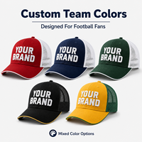 Casquette de camionneur personnalisée pour fans de football, avec logo brodé, dos en maille, couleur d'équipe, visière incurvée, vente en gros pour événements sportifs