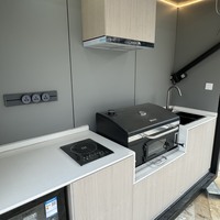 Cuisine extérieure moderne en acier inoxydable 304 de luxe, îlot BBQ modulaire, évier intégré, ignifuge, professionnelle, résistante aux intempéries