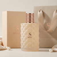 Prix d'usine, flacon de parfum rond rose 100 ml pour femmes, flacon de parfum de luxe noir personnalisé 100 ml avec emballage en boîte