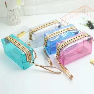 Women PVC Clear Makeup Organizer Pouches Plastic Transparent Travel Glitter Makeup Bag