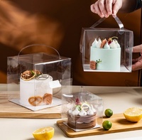 Boîte à gâteau carrée haute transparente en plastique, boîte d'emballage pour mousse d'anniversaire avec poignée, en plastique du Guangdong