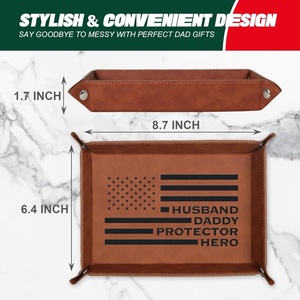 Desktop Nightstand Entryway Valet Tray Desktop Storage Organizer PU Leather Catchall Holder Bedside Vanity Foldable Tray - Product Image 4