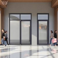 Puerta de Entrada Comercial de Aluminio con Vidrio Esmerilado, Aislamiento Acústico y Térmico, Impermeable, de Acero Inoxidable, Manual, Moderna
