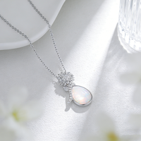 Collier pendentif porte-bonheur en argent 925 Moyu Jewelry, avec opale colorée ronde, sensation haut de gamme