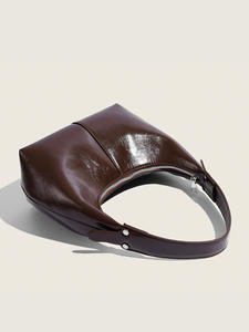 Sac à main vintage français de niche, bandoulière unique, fermeture éclair, effet texturé brillant huilé, pour printemps-été, couleur bonbon - Product Image 4