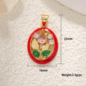 Bohemian kalung bunga Tulip aster, Aksesori Perhiasan DIY, konektor liontin kamelia lapis emas tembaga - Product Image 4