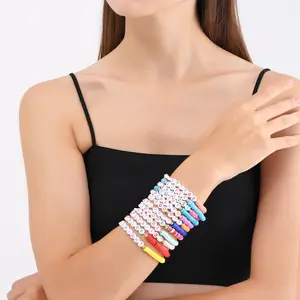 Kleurrijke Kids Vriendschap Armband Set Verstelbare Stretch Zaad Polymeer Klei Kralen Armbanden Voor Meisjes Vrouwen Kerstcadeau