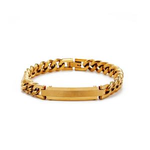 Custom 316l Stainless Steel <b>Men</b> Bracelet Engrave 14k 18k Gold Plated Fashion Chain Link Bracelets <b>for</b> <b>Men</b> - Product Image 5