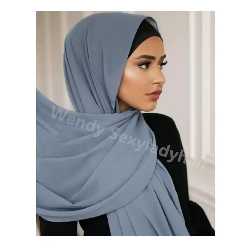 Hijab de gasa liso para mujeres musulmanas, bufanda de gasa, chales, nuevo estilo, superventas