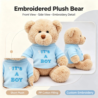 Ours en peluche personnalisé brodé avec tenue, rembourrage en coton PP, certifié Oeko-Tex 100, usine OEM avec 30 ans d'expérience pour le branding