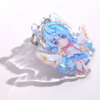 Porte-clés en acrylique personnalisé avec motif de fille chibi unique, charmant pendentif avec accessoires métalliques pour cadeaux souvenirs