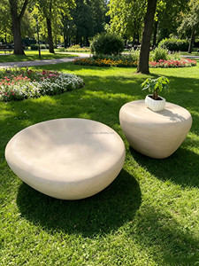Ensemble <span class=keywords><strong>de</strong></span> tables basses modernes en résine, aspect pierre lisse, silhouette <span class=keywords><strong>de</strong></span> galet irrégulière, pour hôtel, villa, <span class=keywords><strong>jardin</strong></span>, table d'appoint <span class=keywords><strong>de</strong></span> loisirs, résistant aux UV - Product Image 5